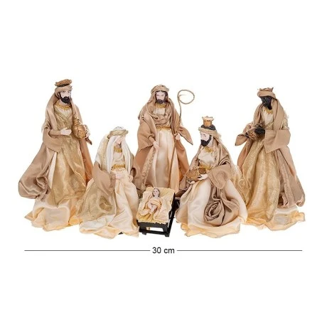XMAS SET 6 RESIN NATIVITY FIGURINES IN GOLD COLOR 30CM