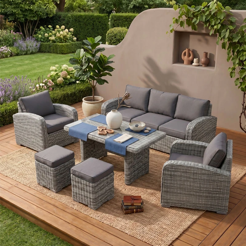 BELMAR Set Alu, Grey Wicker 6pcs (Cushions Grey)