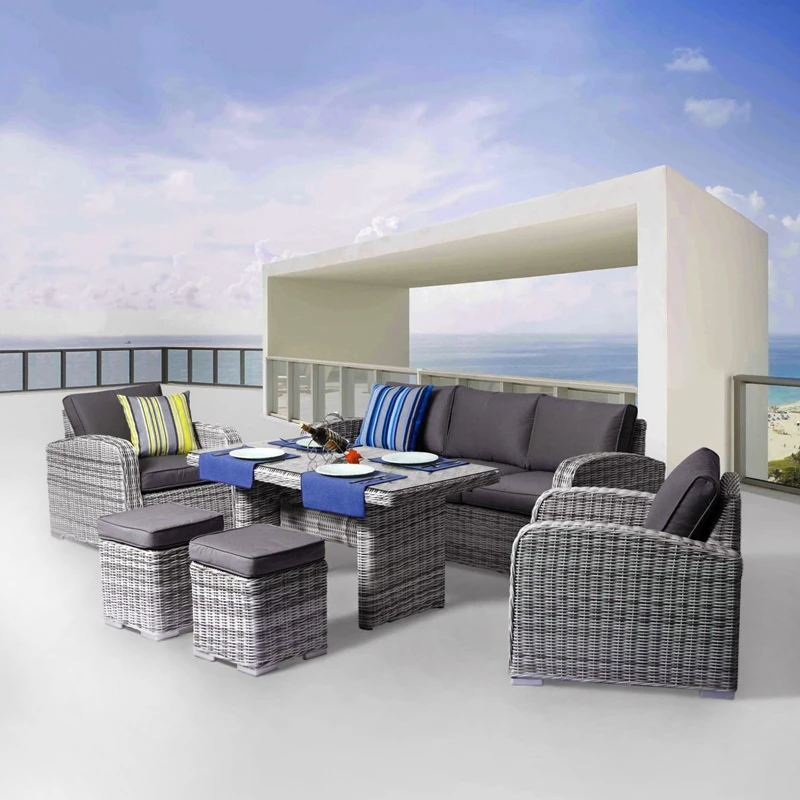 BELMAR Set Alu, Grey Wicker 6pcs (Cushions Grey)