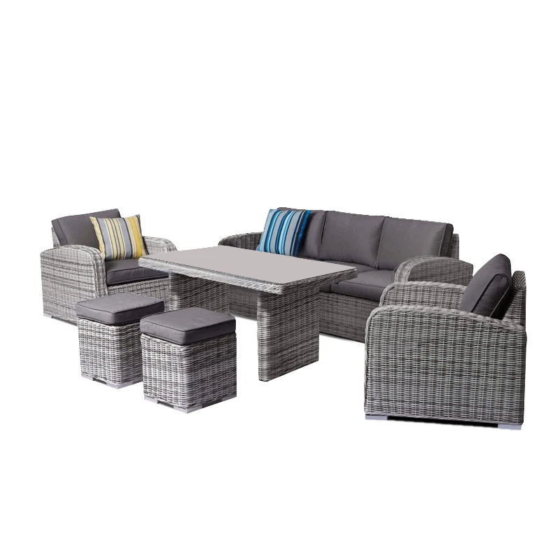 BELMAR Set Alu, Grey Wicker 6pcs (Cushions Grey)