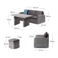 BELMAR Set Alu, Grey Wicker 6pcs (Cushions Grey)