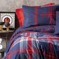 Abel Duvet cover set 4 pcs Double 200x220  dark blue - red color