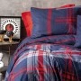 Abel Duvet cover set 4 pcs Double 200x220  dark blue - red color