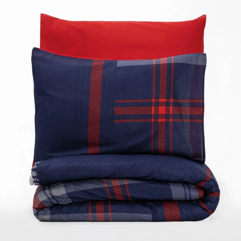 Abel Duvet cover set 4 pcs Double 200x220  dark blue - red color