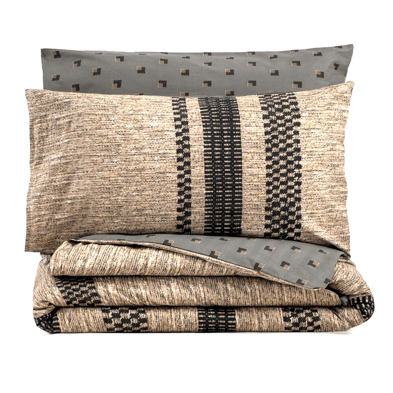 Σετ παπλωματοθήκη Arlo Cotton Box 3 τμχ Μονή (160x220) χρώμα καφέ - γκρι