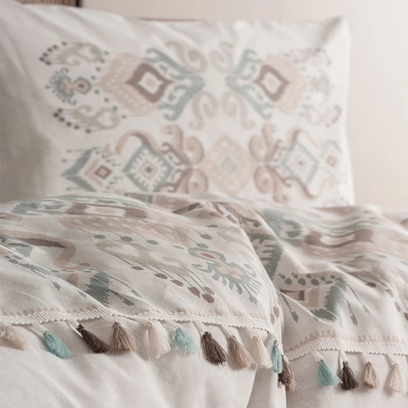 Asilo Duvet cover set 4 pcs Double 200x220 brown - white color