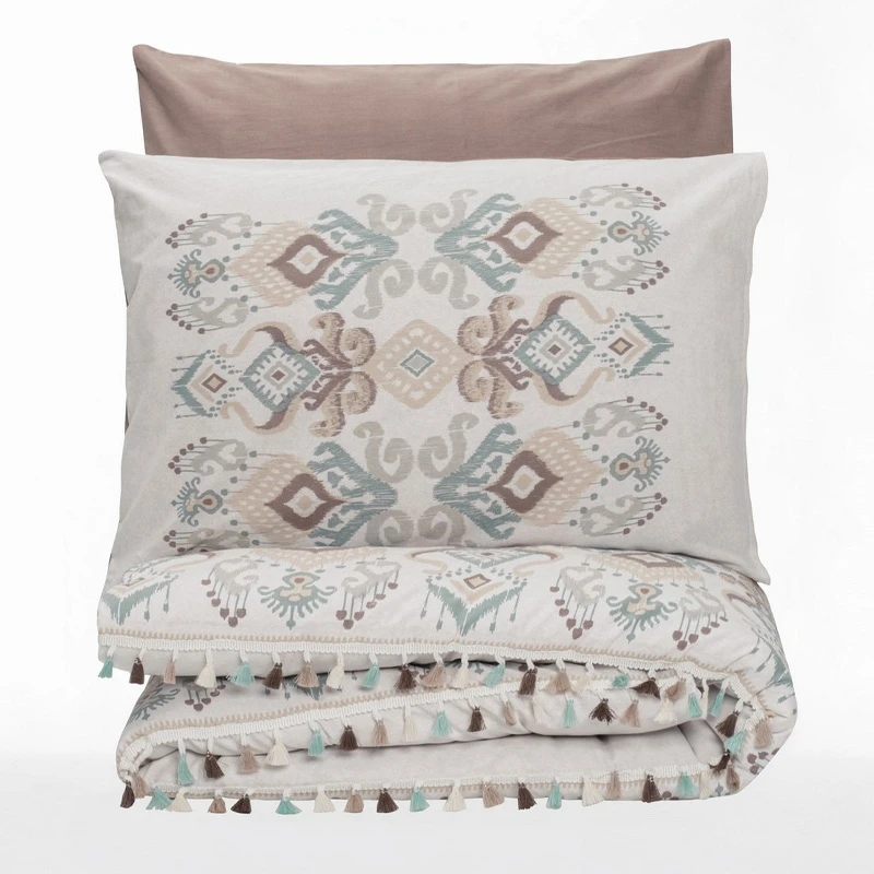 Asilo Duvet cover set 4 pcs Double 200x220 brown - white color