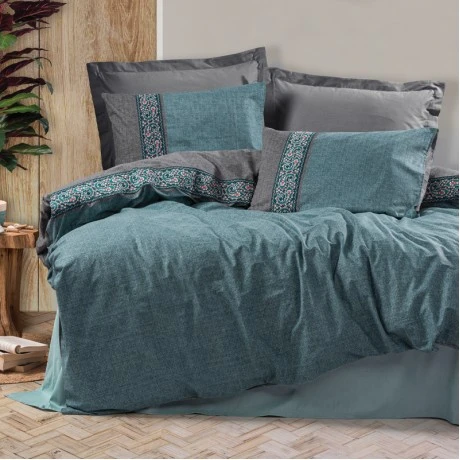 Ema Duvet cover set 3 pcs Single 160x220  petrol blue color