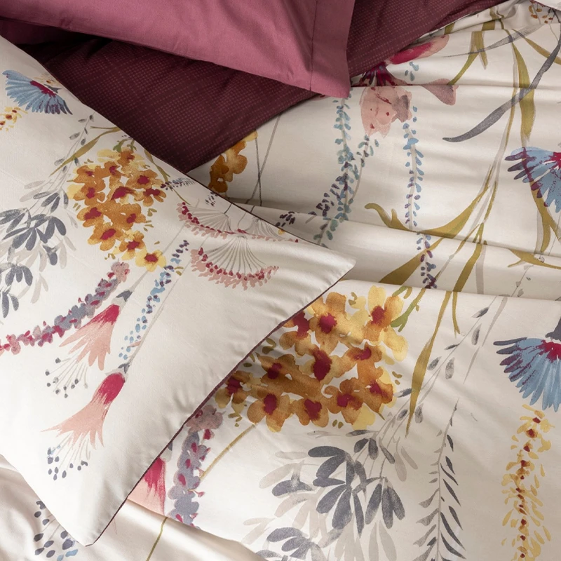 Flos Duvet cover set 4 pcs Double 200x220  claret red color