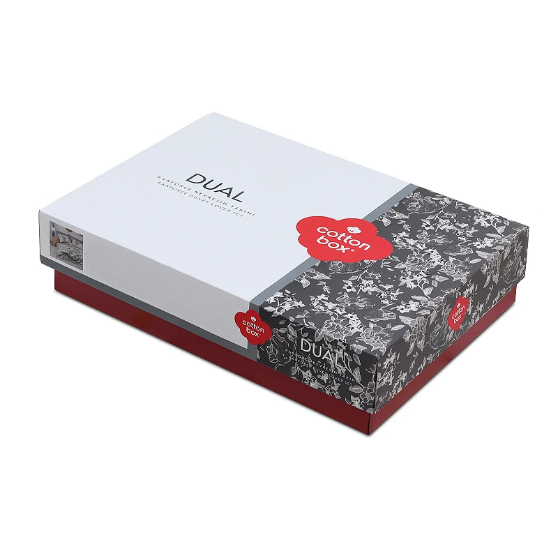 Σετ παπλωματοθήκη Frond Cotton Box 4 τμχ Διπλή (200x220) χρώμα χακί