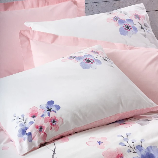 Σετ παπλωματοθήκη Jayda Cotton Box 3 τμχ Μονή (160x220) χρώμα ροζ - λευκό