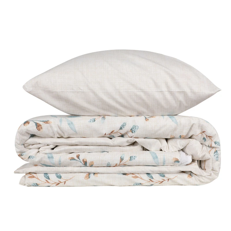 Σετ παπλωματοθήκη Lendell Cotton Box 3 τμχ Μονή (160x220) χρώμα μέντα - λευκό