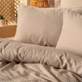Σετ παπλωματοθήκη Plaid Cotton Box 3 τμχ Μονή (160x220) χρώμα mink