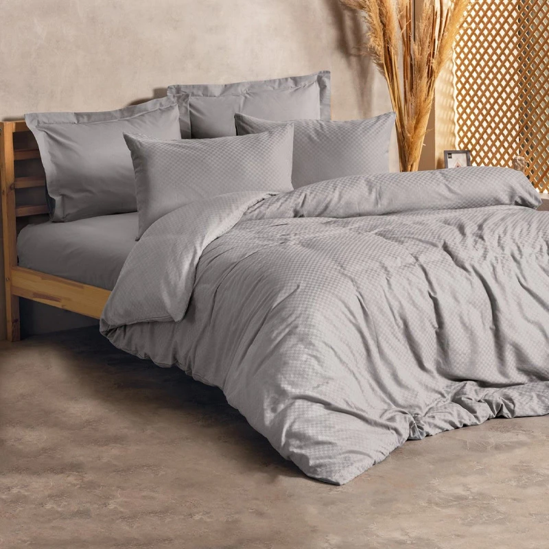 Plaid Duvet cover set 4 pcs Double 200x220  grey color