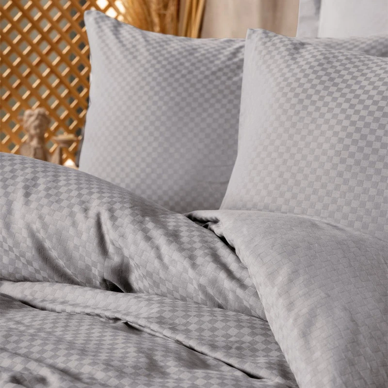 Plaid Duvet cover set 4 pcs Double 200x220  grey color
