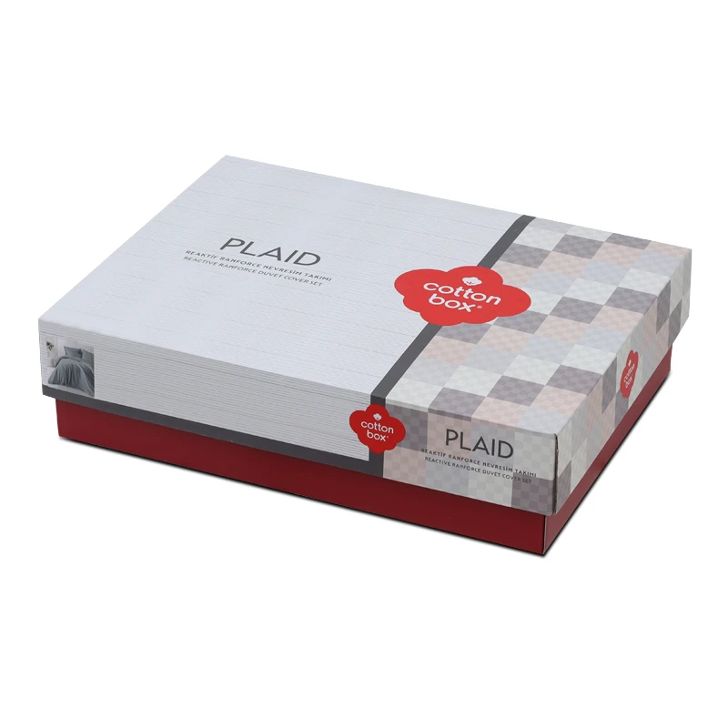 Plaid Duvet cover set 4 pcs Double 200x220  grey color