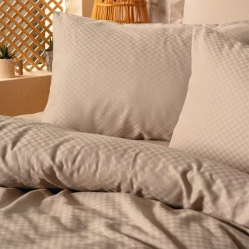 Σετ παπλωματοθήκη Plaid Cotton Box 4 τμχ Διπλή (200x220) χρώμα mink
