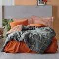 Stark Duvet cover set 4 pcs Double 200x220 cinnamon - blue color