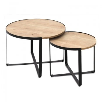 Davis Megapap metallic - melamine coffee tables in oak color 70x69x46cm.