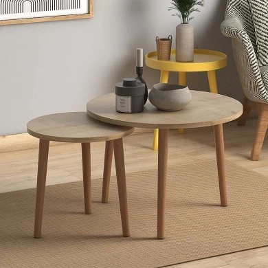 Roma Megapap melamine set of two coffee tables in oak color 60x60x46cm.