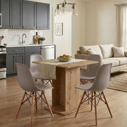 Σετ τραπεζαρία 5τμχ Allos - Nova Megapap χρώμα sapphire oak - cappuccino 75x75x77εκ.