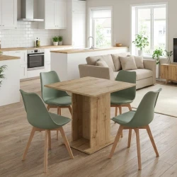 Σετ τραπεζαρία 5τμχ Allos - Viva Megapap χρώμα sapphire oak - φυστικί 75x75x77εκ.