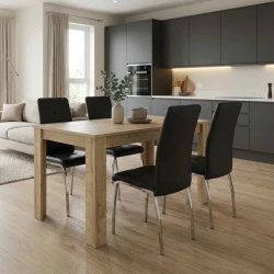 Σετ τραπεζαρία 5τμχ Darlen - Alma Megapap χρώμα sapphire oak - μαύρο 125x72x74εκ.