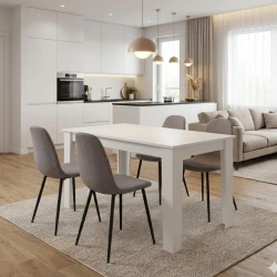 Σετ τραπεζαρία 5τμχ Darlen - Iris Megapap χρώμα λευκό - ανοιχτό μπεζ 125x72x74εκ.