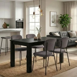 Σετ τραπεζαρία 5τμχ Darlen - Kevin Megapap χρώμα sencron black - γκρι 125x72x74εκ.