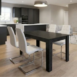 Σετ τραπεζαρία 5τμχ Darlen - Vela Megapap χρώμα sencron black - λευκό 125x72x74εκ.