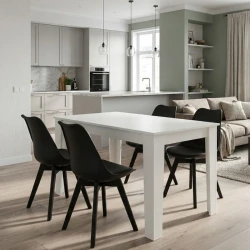 Dining room set 5pcs Darlen - Viva Megapap white color - black 125x72x74cm.