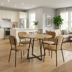 Σετ τραπεζαρία 5τμχ Rubes - Kevin Megapap χρώμα φυσικό οξιάς - μουσταρδί Ø100x78εκ.