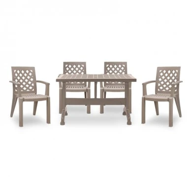 Garden dining set Callan Megapap 5pcs polypropylene table 120x70 - armchair in cappuccino color