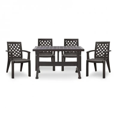 Garden dining set Callan Megapap 5pcs polypropylene table 120x70 - armchair in brown color