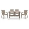 Garden dining set Callan Megapap 5pcs polypropylene table 140x70 - armchair recycled in cappuccino color