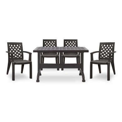 Garden dining set Callan Megapap 5pcs polypropylene table 140x80 - armchair in brown color