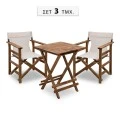 Garden dining set Queen Megapap wooden table 60x60cm. - walnut director's chair - off-white cloth