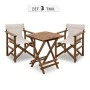 Garden dining set Queen Megapap wooden table 60x60cm. - walnut director's chair - off-white cloth