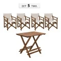 Garden dining set Queen Megapap wooden table 80x60cm. - walnut director's chair - off-white cloth