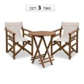 Garden dining set Queen Megapap wooden table Ø60cm. - walnut director's chair - off-white cloth