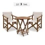 Garden dining set Queen Megapap wooden table Ø60cm. - walnut director's chair - off-white cloth