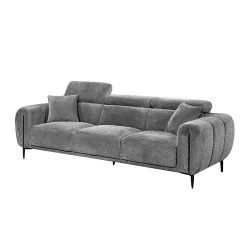 SEVILLE 3-Seater Sofa Teddy Dark Grey Fabric SEVILLE 3-Seater Sofa Teddy Dark Grey Fabric