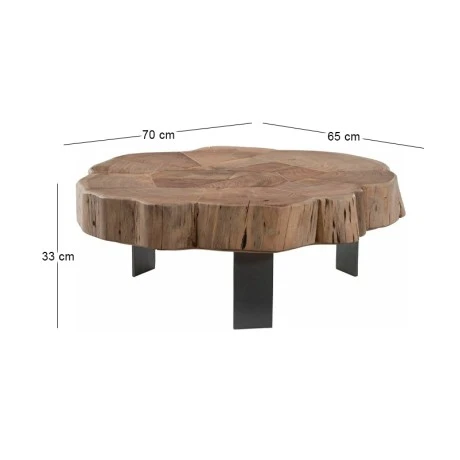 SIVA Coffee Table +/-70x65x33cm Acacia Natural/Steel Gun metal