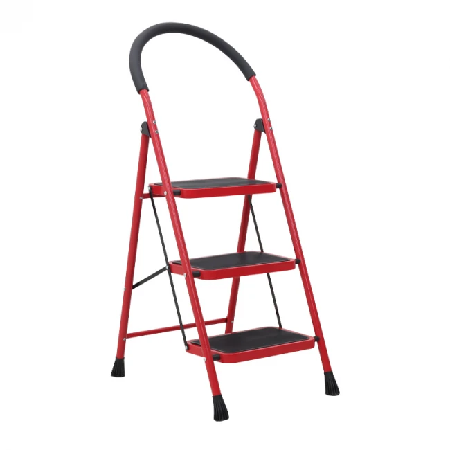 Σκαλοσκαμπό μεταλλικό 3 σκαλιών χρώμα κόκκινο 64εκ.