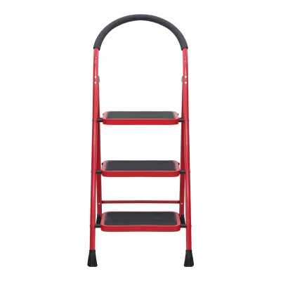 Σκαλοσκαμπό μεταλλικό 3 σκαλιών χρώμα κόκκινο 64εκ.