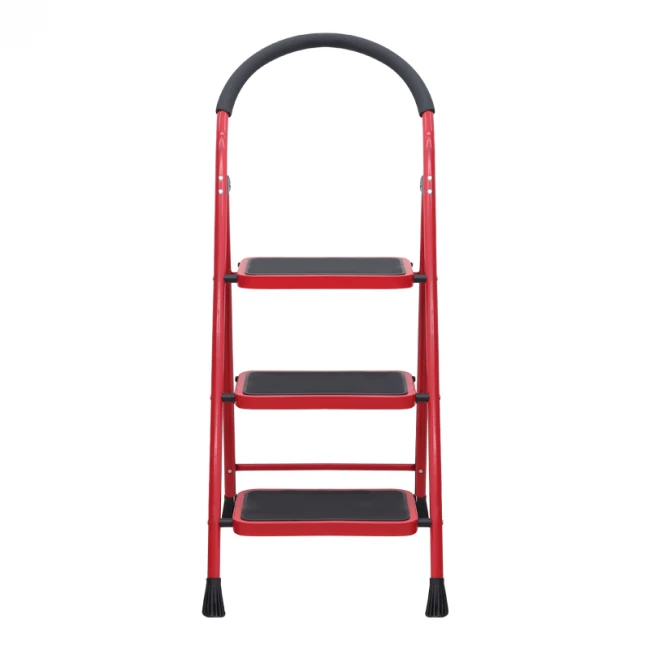 Σκαλοσκαμπό μεταλλικό 3 σκαλιών χρώμα κόκκινο 64εκ.