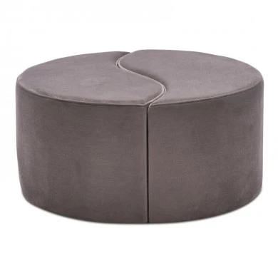 Alis Megapap velvet stool in light grey color 80x80x40cm.