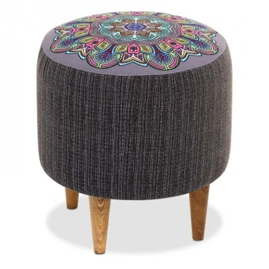 Enna Megapap fabric stool in grey color 40x40x42cm.