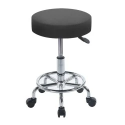GLORY Stool (with footrest) Pu Black/Chromed Base (D35x47/61cm) GLORY Stool (with footrest) Pu Black/Chromed Base (D35x47/61cm)