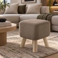 WOODEN STOOL WITH BROWN CUSHION TOP 30X30Χ40CM